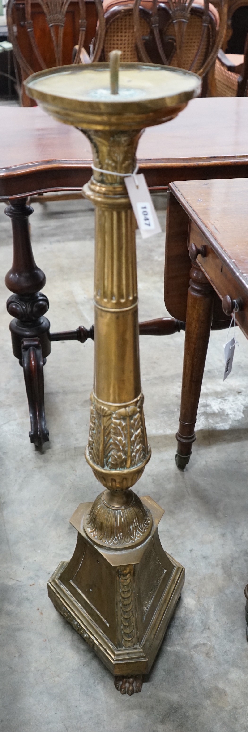 An 18th century style brass standard lamp, height 99cm